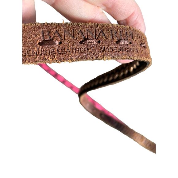Banana Republic Brown Genuine Leather Belt Copper Chain Belt Size M C8 main image 7